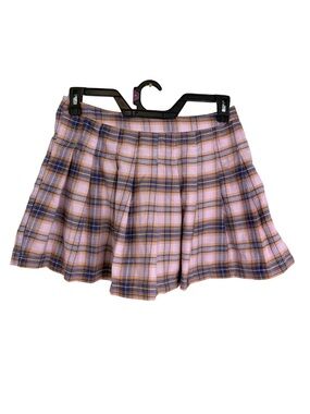 3/$20 Forever 21 Pink Plaid Pleated Mini Skirt Size Large